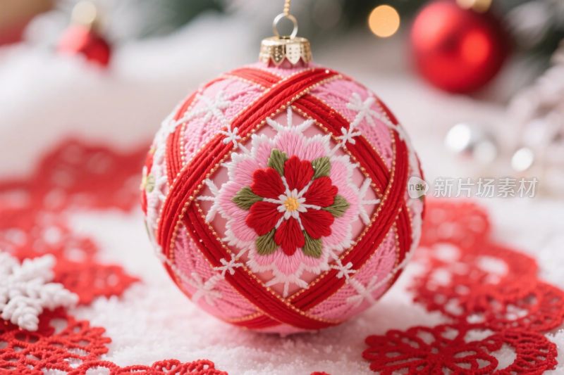 粉色圣诞球装饰