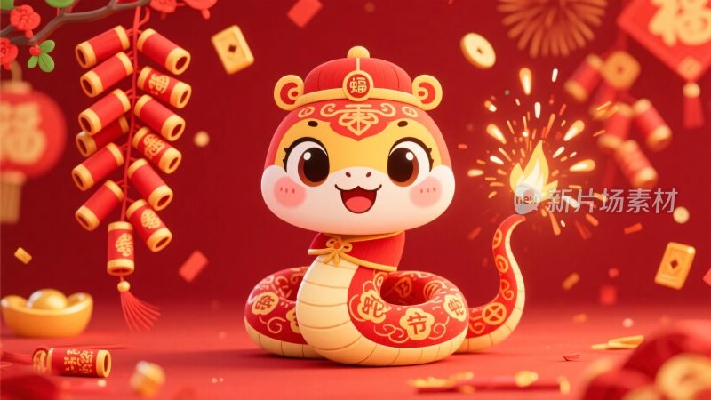 春节生肖蛇插画