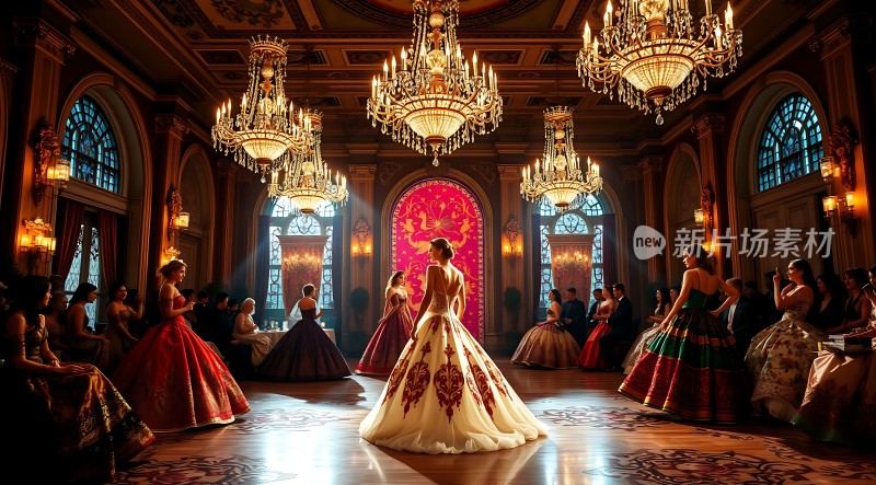华丽舞会上的优雅裙摆