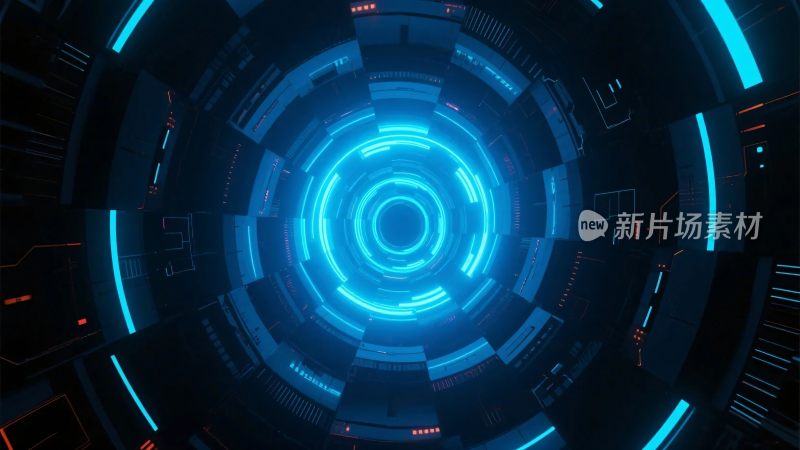 蓝色环形科幻科技图