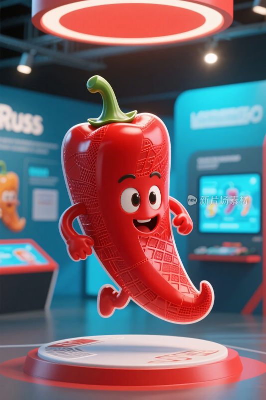 红色卡通辣椒角色展示