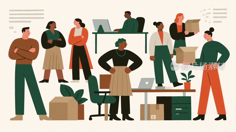 办公室人物插画场景
