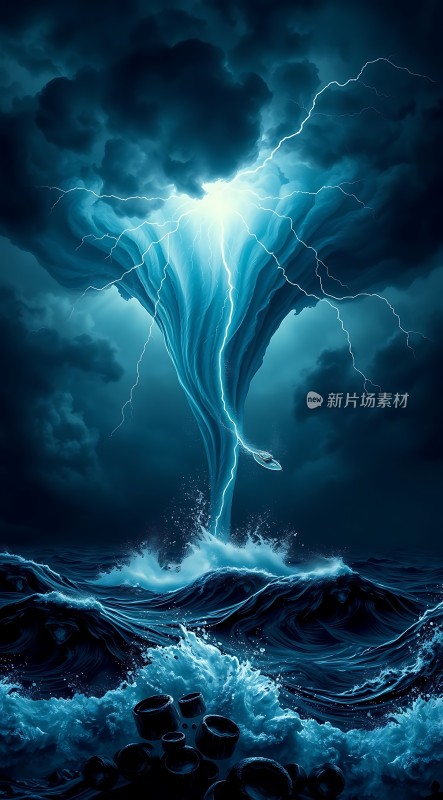 深海风暴闪电与龙卷风
