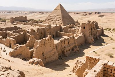 沙漠古遗址与金字塔