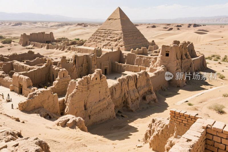沙漠古遗址与金字塔