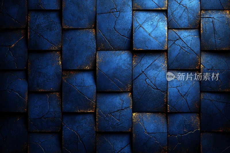 蓝色方块拼接纹理背景