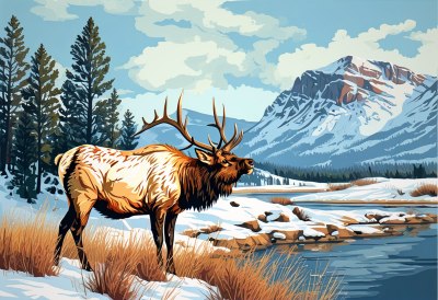 黄石麋鹿群景 黄石麋鹿群景