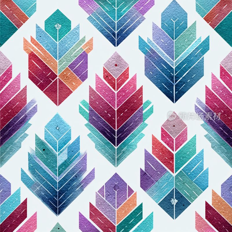 多彩几何叶片图案插画