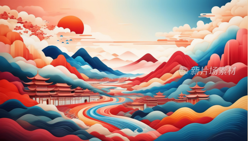 中国画山水画背景