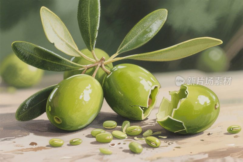 橄榄静物插画