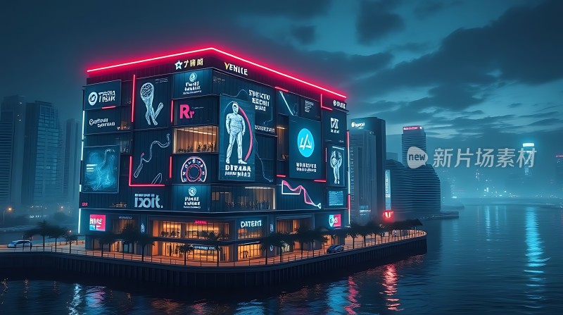 繁华都市夜景下的现代建筑群