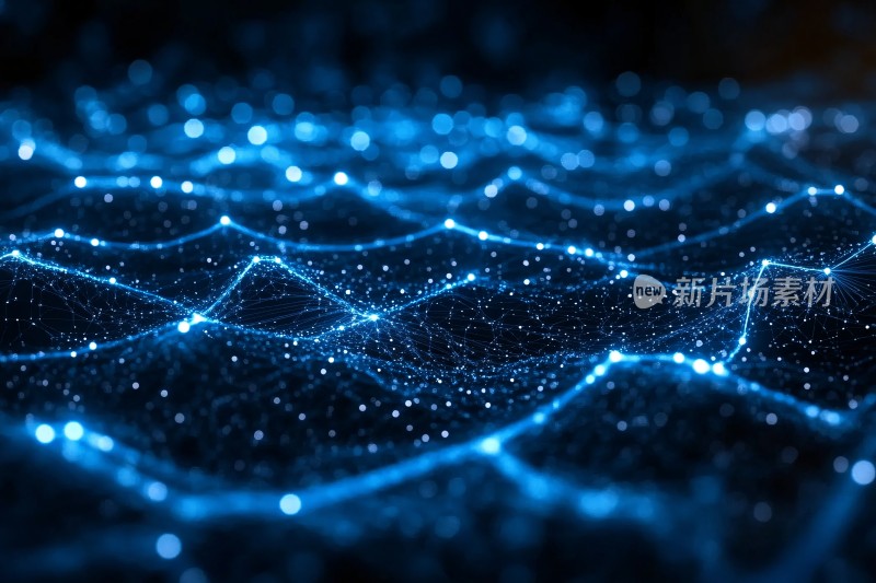 蓝色科技感网络线条画面
