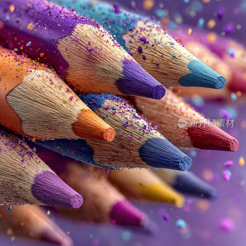 彩色铅笔与缤纷粉末画面