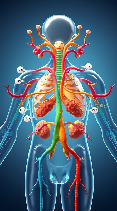 人体循环系统解剖图