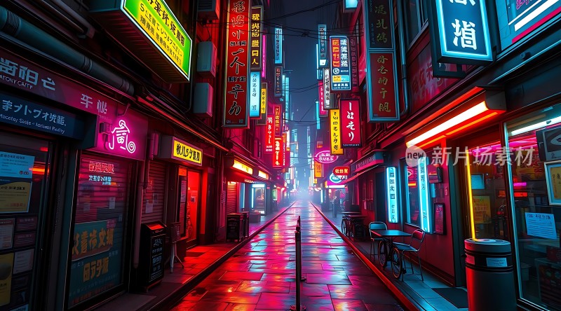 霓虹灯下的繁华街道