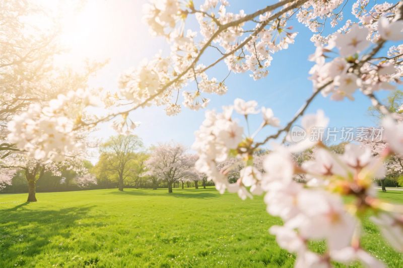 春日樱花草地风景