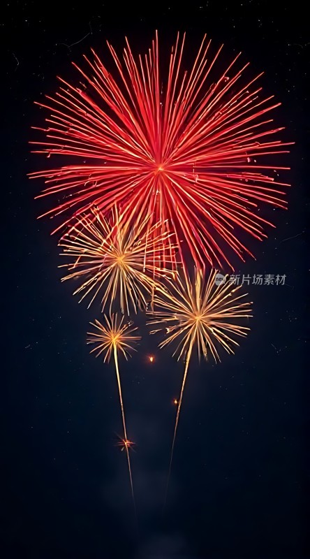 夜空烟花绽放色彩斑斓璀璨夺目