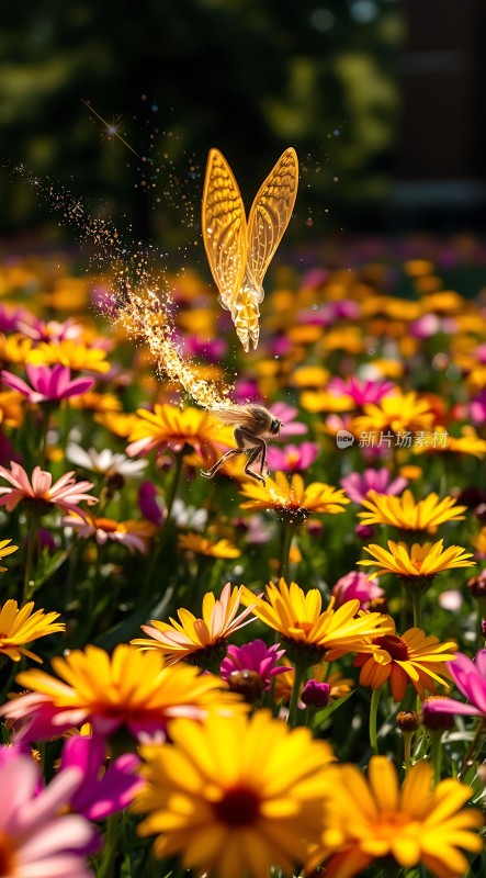 蝶舞花间光影交织