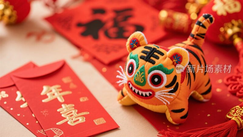 年节老虎玩偶喜庆布置