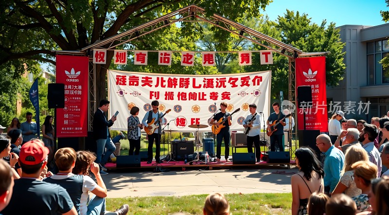 音乐节现场表演观众围观