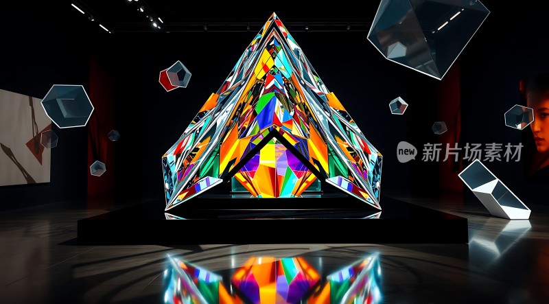 新片场素材多彩几何艺术装置