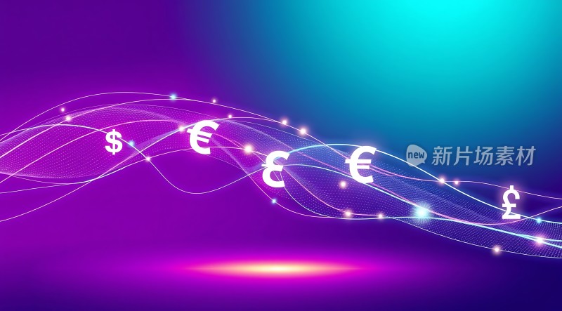 新片场素材货币符号与光效交织