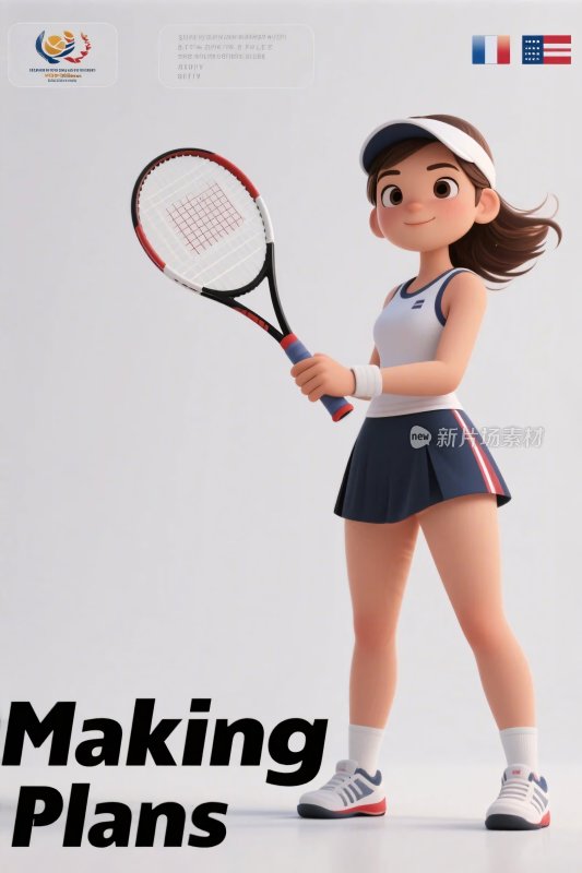 卡通网球女孩插画