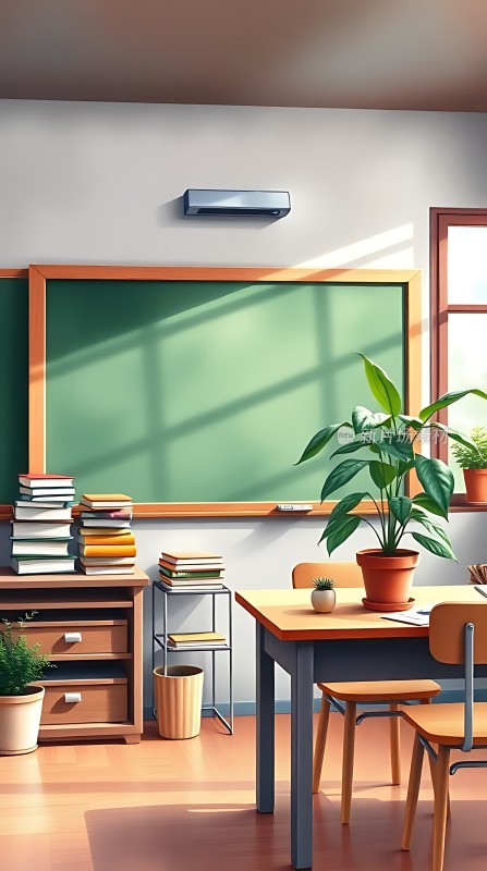 阳光洒满教室绿意盎然的学习空间