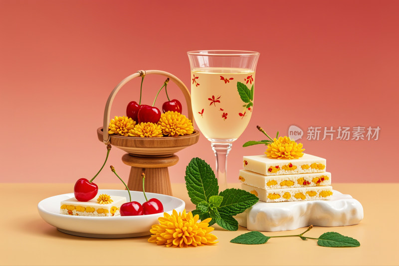 重阳节端午节中秋节桂花糕中国元素创意摄影
