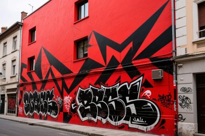 红色建筑涂鸦艺术 红色建筑涂鸦艺术