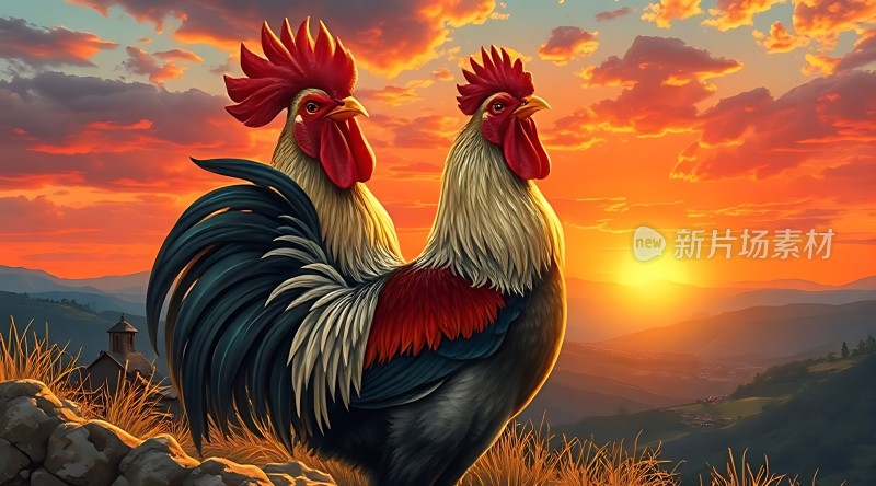 雄鸡报晓迎朝阳