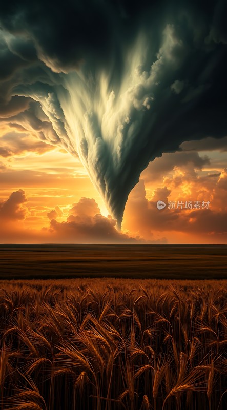金色麦田中的风暴奇观