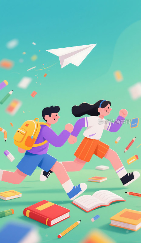 青春活力校园开学季插画