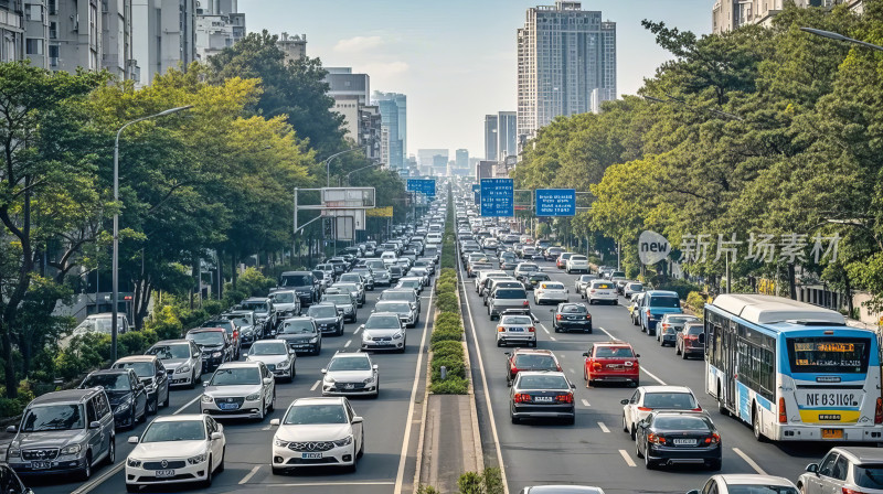 立夏城市绿树成荫道路交通城建发展图