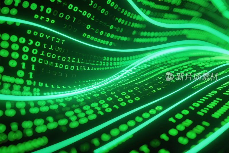 绿色数据波动数字插画