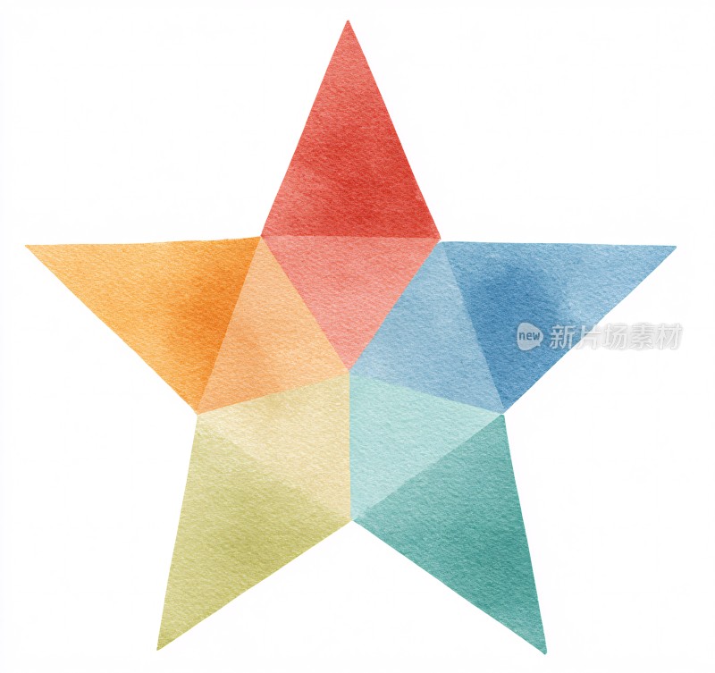彩色水彩五角星图案