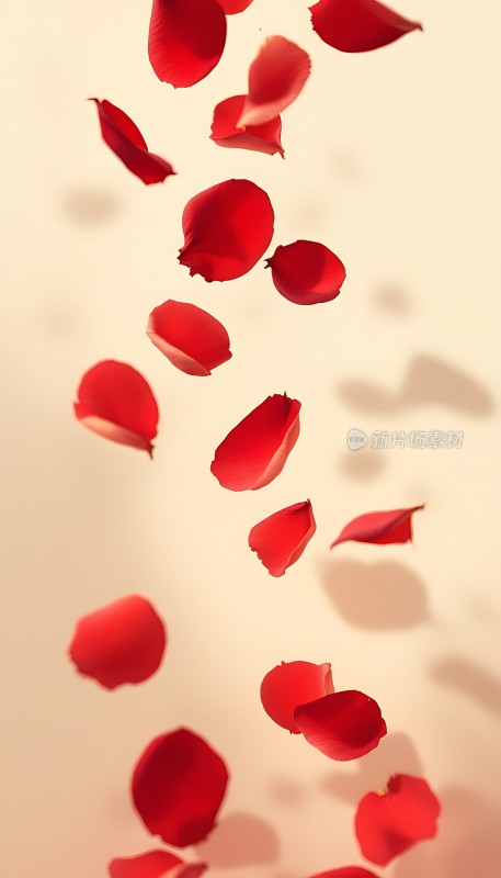 红色花瓣飘落
