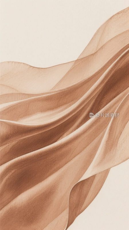 飘动的浅棕色丝绸