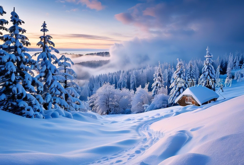 冬天冰雪天空自然风景