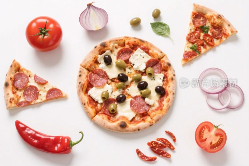 披萨与食材组合展示