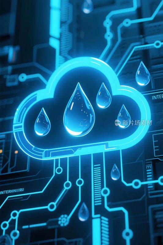 科技风云朵水滴插画
