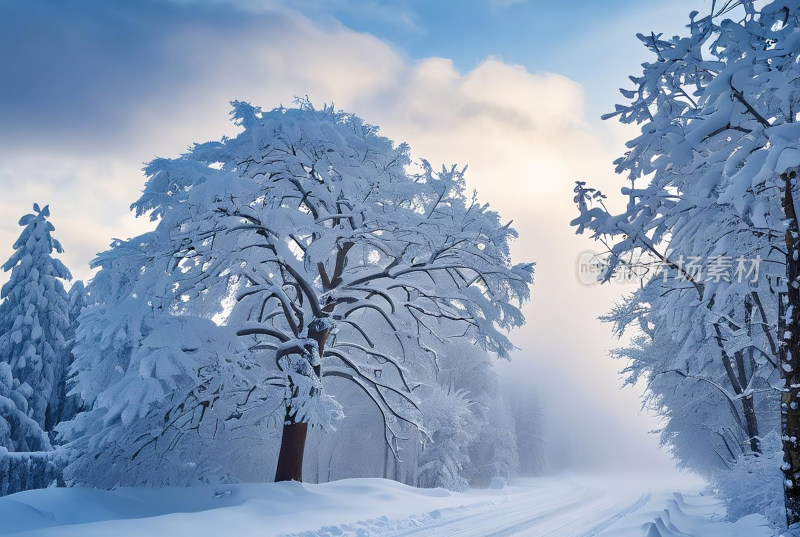 冬天冰雪天空自然风景