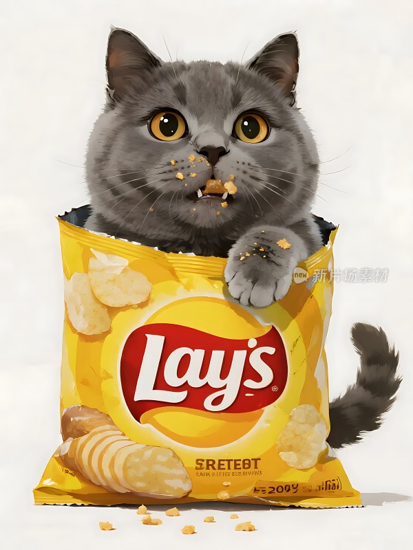 猫吃乐事薯片