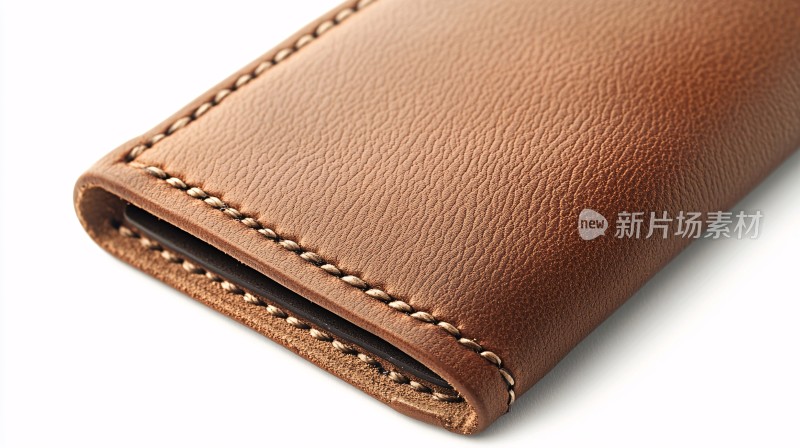 棕色皮革钱包特写