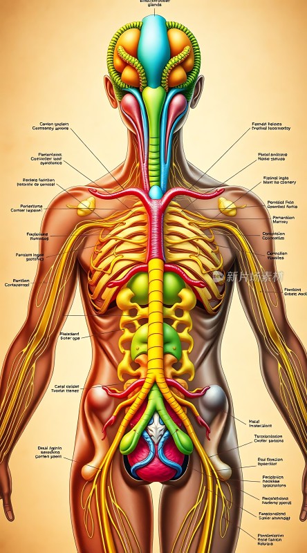 人体神经系统与循环系统解剖图