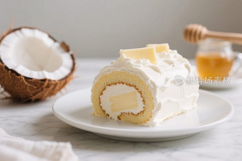 椰蓉奶油蛋糕美食图