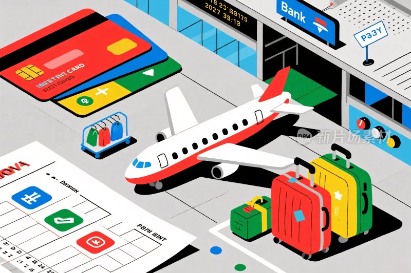 机场旅行插画场景