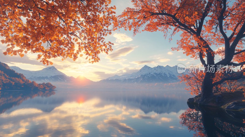 暖调山水风景