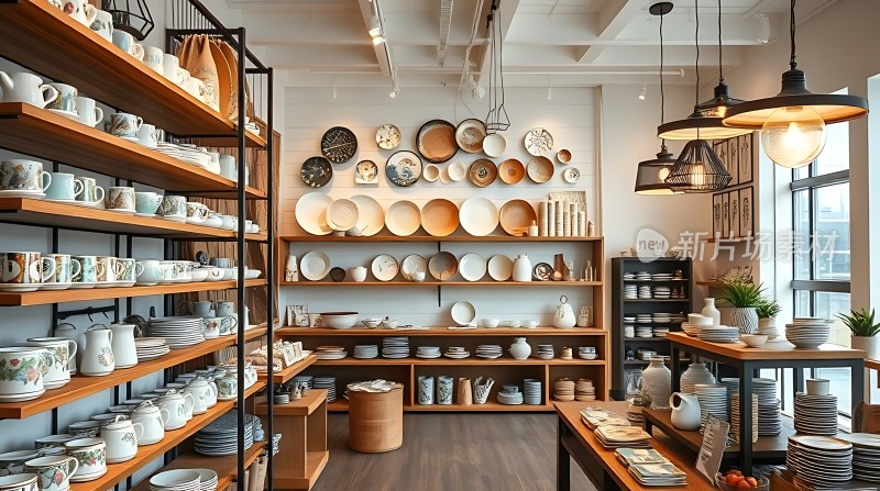 陶瓷艺术馆精美餐具与装饰盘展示