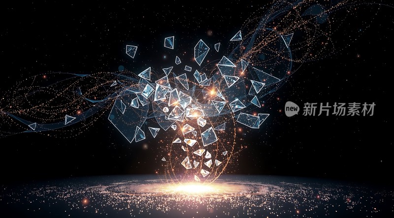 新片场素材破碎玻璃与光效交织